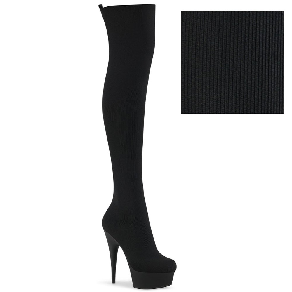 Platform Heel Pull On Thigh High Boots